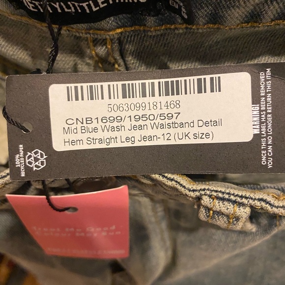 PrettyLittleThing Baggy Mid-Rise Jeans size 8L - Picture 5 of 6